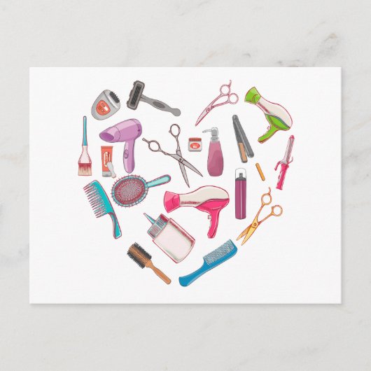 Hairdresser Haarstylist Tool Heart Briefkaart (Voorkant)
