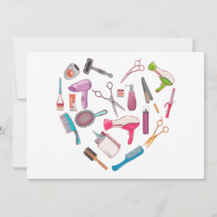 Hairdresser Haarstylist Tool Heart Feestdagenkaart