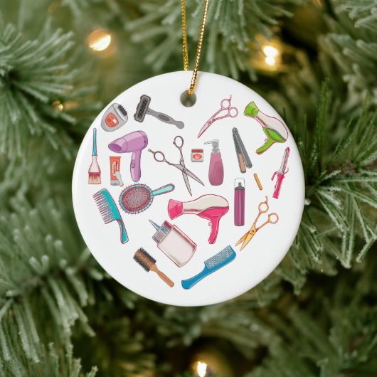 Hairdresser Haarstylist Tool Heart Keramisch Ornament (Boom)