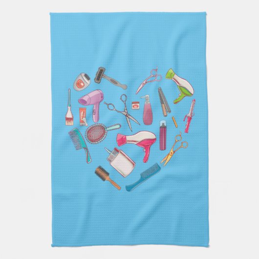Hairdresser Haarstylist Tool Heart Theedoek (Verticaal)