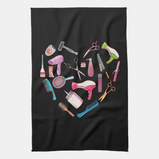 Hairdresser Haarstylist Tool Heart Theedoek (Verticaal)