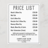 Hairdresser Hair Salon bijsluiter Prijslijst broch Flyer (Voorkant)