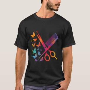 Hairdresser Hair Stylist Scissors Comb Butterfly T-shirt