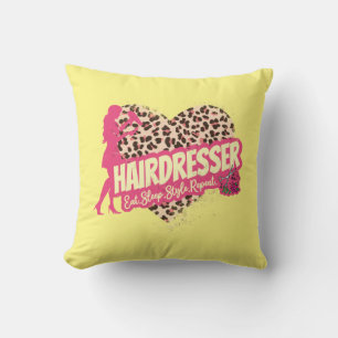 Hairdresser Leopard Hair Hustler Haarstylist Kussen