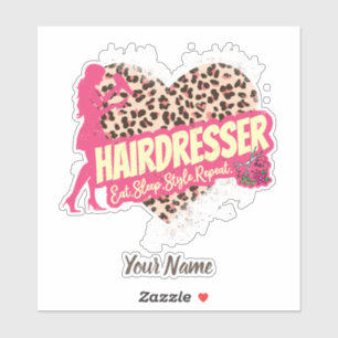 Hairdresser Leopard Hair Hustler Haarstylist Sticker