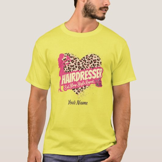 Hairdresser Leopard Hair Hustler Haarstylist T-shirt (Voorkant)