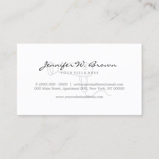 HairDresser logo zwarte haardroger salon stylist Visitekaartje (Achterkant)