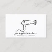 HairDresser logo zwarte haardroger salon stylist Visitekaartje (Voorkant)