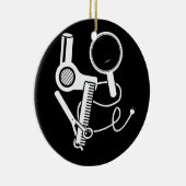 Hairdresser Love Hairdryer Scissors Barber Brush Keramisch Ornament (Rechts)