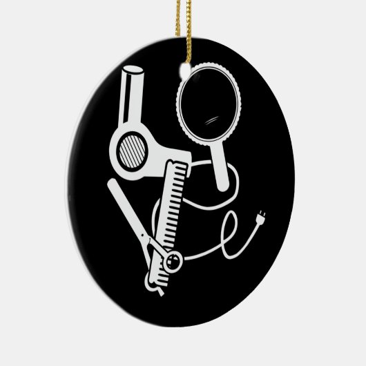 Hairdresser Love Hairdryer Scissors Barber Brush Keramisch Ornament (Rechts)
