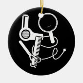 Hairdresser Love Hairdryer Scissors Barber Brush Keramisch Ornament (Voorkant)