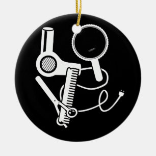 Hairdresser Love Hairdryer Scissors Barber Brush Keramisch Ornament