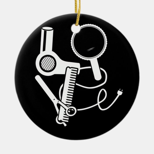 Hairdresser Love Hairdryer Scissors Barber Brush Keramisch Ornament (Voorkant)