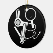 Hairdresser Love Hairdryer Scissors Barber Brush Keramisch Ornament (Links)