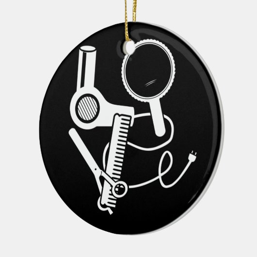 Hairdresser Love Hairdryer Scissors Barber Brush Keramisch Ornament (Links)