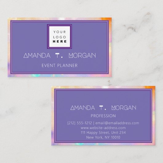 Hairdresser Makeup Artist Beauty Holographic Logo Visitekaartje (Voorkant / Achterkant)