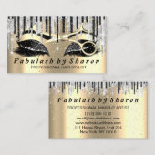 Hairdresser Makeup Eyelash Gold Scissors Grey Drip Visitekaartje (Voorkant / Achterkant)