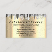 Hairdresser Makeup Eyelash Gold Scissors Grey Drip Visitekaartje (Achterkant)