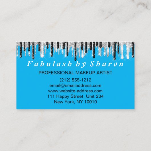 Hairdresser Makeup Eyelash Silver Drift Blue Ocean Visitekaartje (Achterkant)