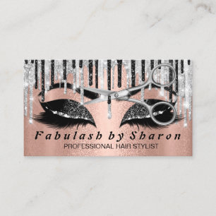Hairdresser Makeup Eyelash Silver Scissors Roos Visitekaartje