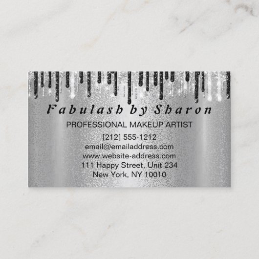 Hairdresser Makeup Eyelash Silver Scissors Silver Visitekaartje (Achterkant)