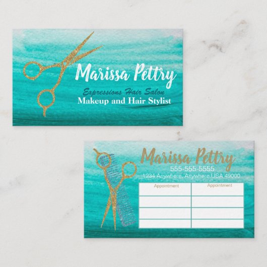 Hairdresser Modern hair stylist card Visitekaartje (Voorkant / Achterkant)