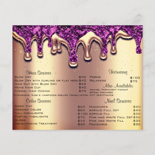 Hairdresser Nail Stylist Gold Confetti Drivers Flyer (Achterkant)