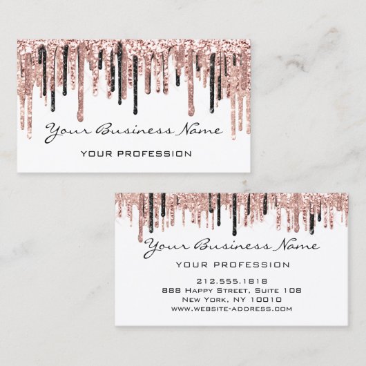 Hairdresser Nails Makeup Eyelash Roos White Visitekaartje (Voorkant / Achterkant)