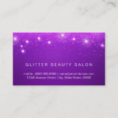 Hairdresser - Paarse sterren Glitter Beauty Salon Visitekaartje (Achterkant)
