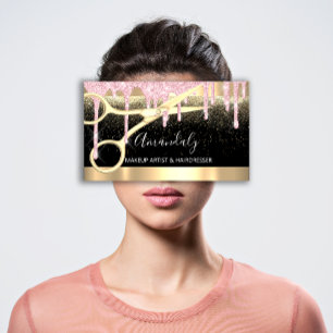 Hairdresser Scissors Coiffeur Confetti roze Gold Visitekaartje