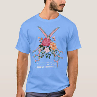 Hairdresser Scissors Floral Haarstylist T-shirt