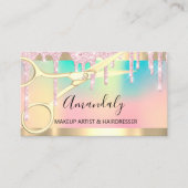 Hairdresser Scissors roze coiffeur Holographic Visitekaartje (Voorkant)