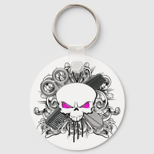 Hairdresser Skull Sleutelhanger (Voorkant)