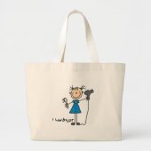 Hairdresser Stick Figuur Bag Grote Tote Bag (Voorkant)