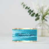 Hairdresser Stylist Coiffeur Blauwgroen Gold Strip Visitekaartje (Staand voorkant)