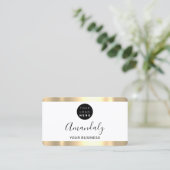 Hairdresser Stylist Coiffeur Gold Lijst Qr Logo Visitekaartje (Staand voorkant)