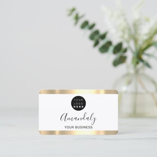 Hairdresser Stylist Coiffeur Gold Lijst Qr Logo Visitekaartje (Staand voorkant)