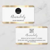 Hairdresser Stylist Coiffeur Gold Lijst Qr Logo Visitekaartje (Voorkant / Achterkant)