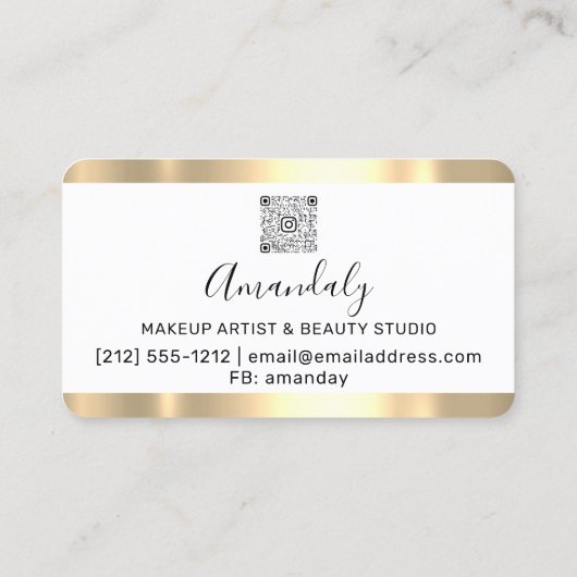 Hairdresser Stylist Coiffeur Gold Lijst Qr Logo Visitekaartje (Achterkant)