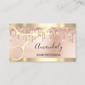Hairdresser Stylist Coiffeur Gold Scissors omhuld Visitekaartje (Voorkant)