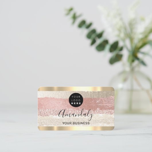 Hairdresser Stylist Coiffeur Roos Stripes Qr Logo Visitekaartje (Staand voorkant)