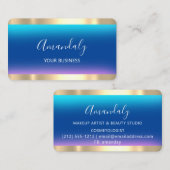 Hairdresser Stylist Coiffeur Scissors Gold Blue Visitekaartje (Voorkant / Achterkant)