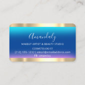 Hairdresser Stylist Coiffeur Scissors Gold Blue Visitekaartje (Achterkant)