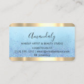 Hairdresser Stylist Coiffeur Scissors Gold Blue Visitekaartje (Achterkant)