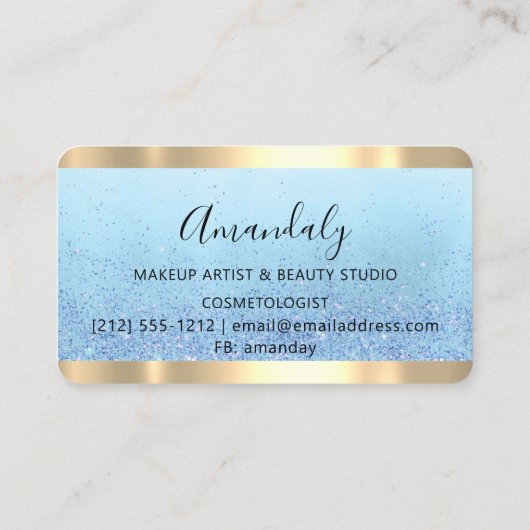 Hairdresser Stylist Coiffeur Scissors Gold Blue Visitekaartje (Achterkant)