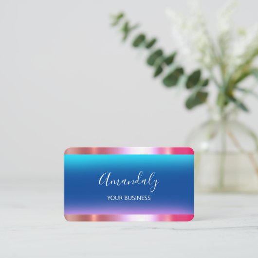 Hairdresser Stylist Coiffeur Scissors Gold Navy Visitekaartje (Staand voorkant)