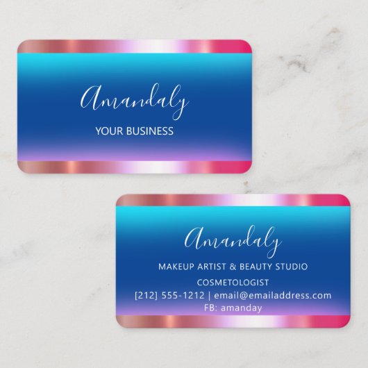 Hairdresser Stylist Coiffeur Scissors Gold Navy Visitekaartje (Voorkant / Achterkant)