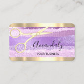 Hairdresser Stylist Coiffeur Scissors Gold Paars Visitekaartje (Voorkant)