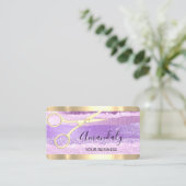 Hairdresser Stylist Coiffeur Scissors Gold Paars Visitekaartje (Staand voorkant)