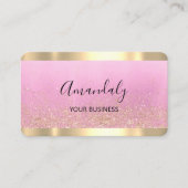 Hairdresser Stylist Coiffeur Scissors Gold Pink Visitekaartje (Voorkant)